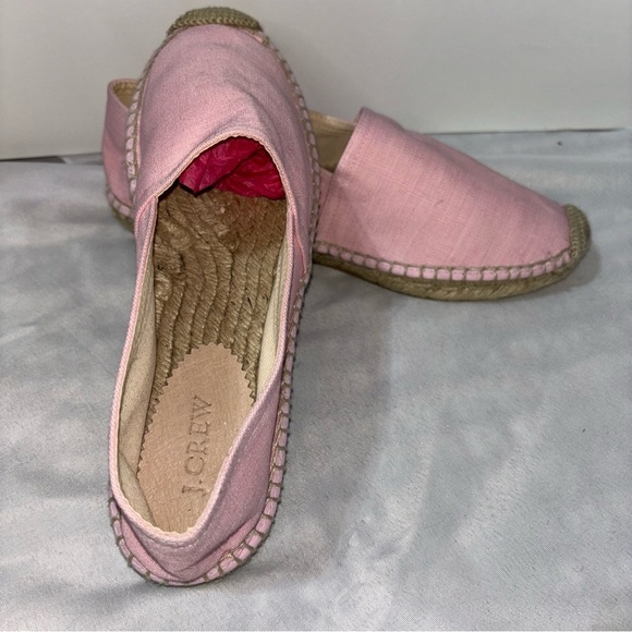 J. Crew Made-in-Spain Espadrille Flats in Linen Size 8.5 Pink - Picture 9 of 10